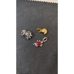 Sterling sealife 3 charm set octopus shell crab